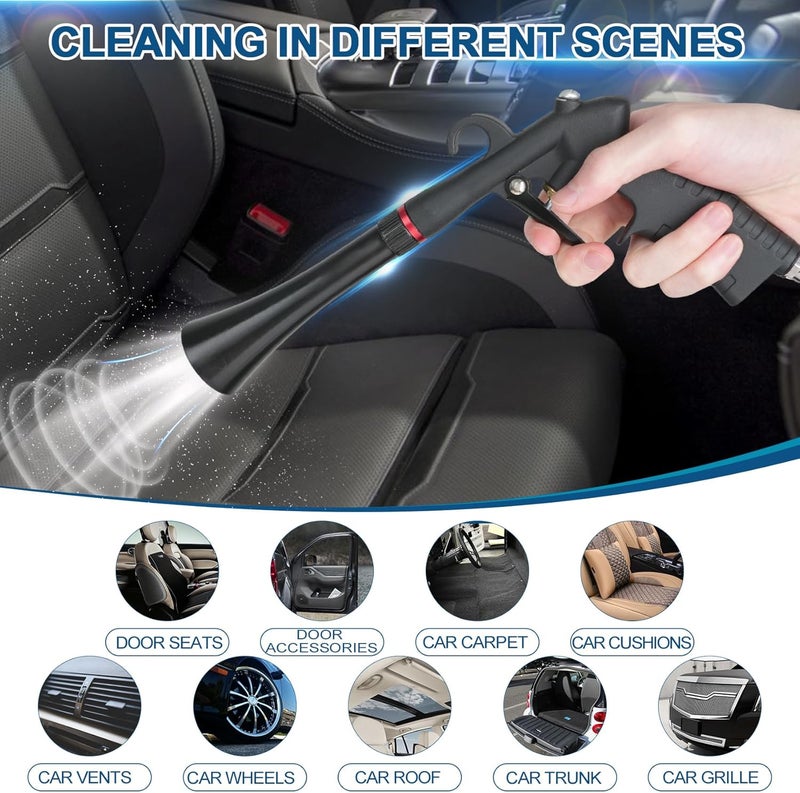 Senduzll Tornado Car Cleaning Gun, Dry Car Detailing Tools, Aluminum Alloy Bearing Nozzlefor, Car Quickly Blasts Dirt and Dust Works with Air Compressor (Black) - Image 5